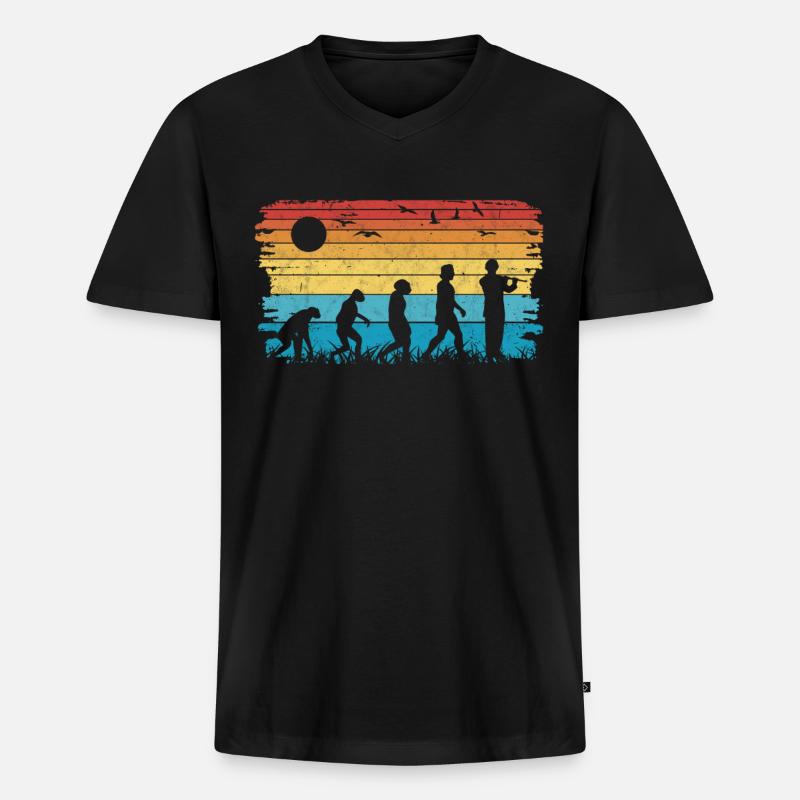 Querflöte Evolution Flöte Flötist - Männer Premium Bio T-Shirt mit V-Ausschnitt - Schwarz