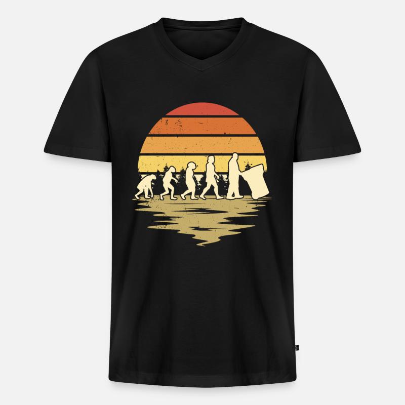 Müllmann Evolution Müllabfuhr Müllwagen - Männer Premium Bio T-Shirt mit V-Ausschnitt - Schwarz