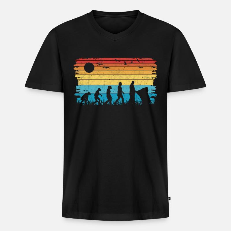 Müllmann Evolution Müllabfuhr Müllwagen - Männer Premium Bio T-Shirt mit V-Ausschnitt - Schwarz
