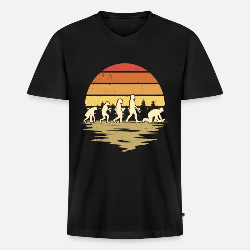 Fliesenleger Evolution Retro - Männer Premium Bio T-Shirt mit V-Ausschnitt - Schwarz