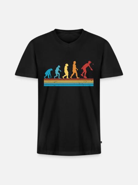 Pickleball Evolution Pickleballspieler - Männer Premium Bio T-Shirt mit V-Ausschnitt - Schwarz