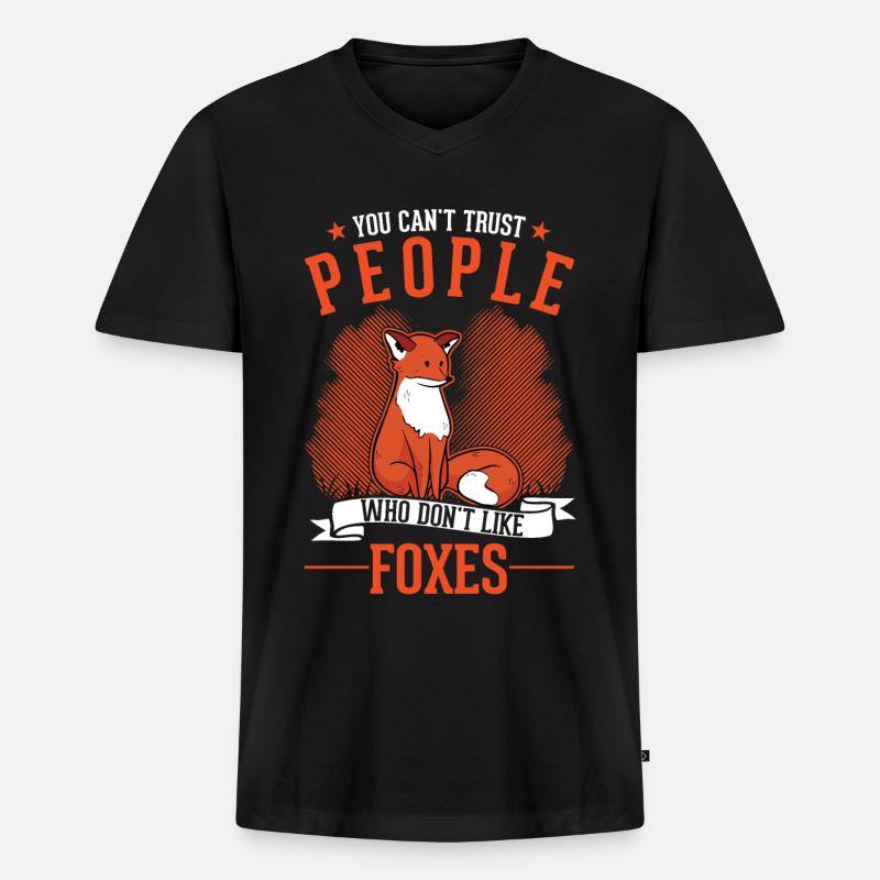 Fuchs Geschenk Rotfuchs - Männer Premium Bio T-Shirt mit V-Ausschnitt - Schwarz