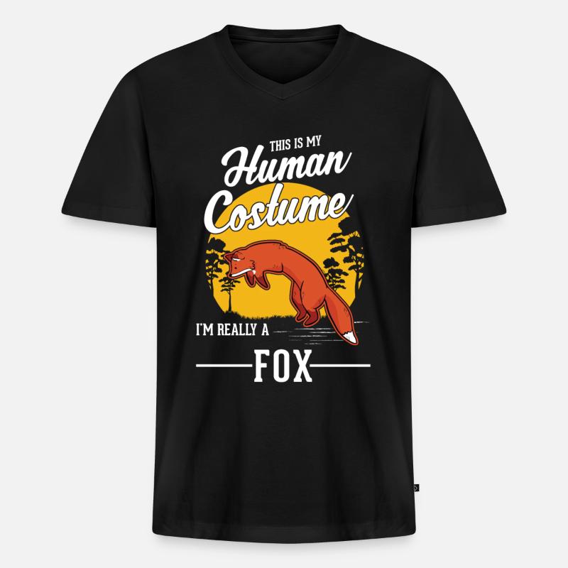 Fuchs Geschenk Rotfuchs - Männer Premium Bio T-Shirt mit V-Ausschnitt - Schwarz