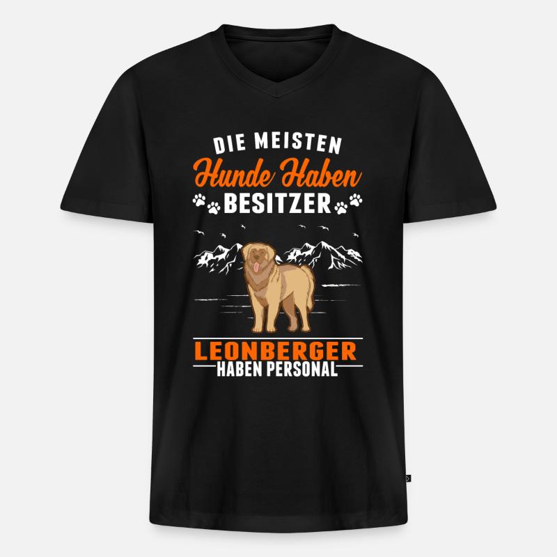 Leonberger Personal - Männer Premium Bio T-Shirt mit V-Ausschnitt - Schwarz