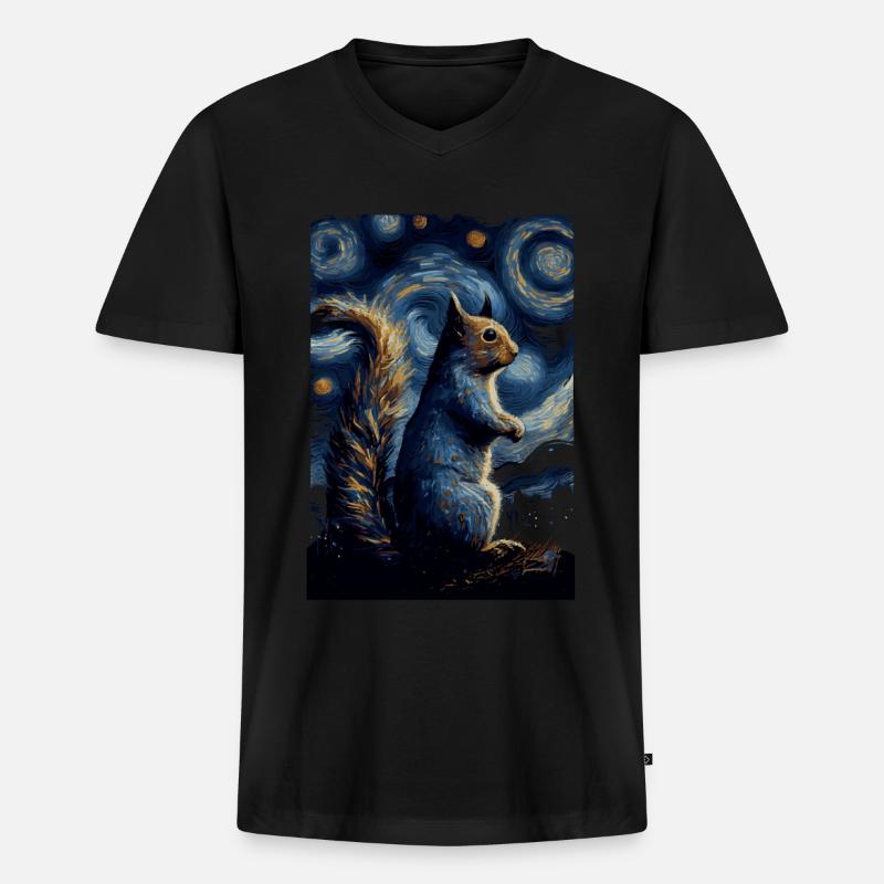 Eichhörnchen Starry Night - Männer Premium Bio T-Shirt mit V-Ausschnitt - Schwarz