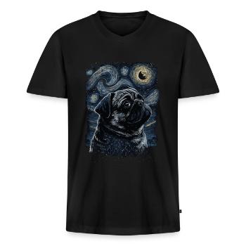 Carlin Nuit étoilée - T-shirt encolure en V Premium bio Homme - noir - Devant - Nico (187cm)