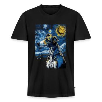 Galgo Español Nuit étoilée - T-shirt encolure en V Premium bio Homme - noir - Devant - Nico (187cm)