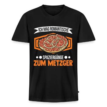 Mettbrötchen Liebhaber Mett Hackepeter - Männer Premium Bio T-Shirt mit V-Ausschnitt - Schwarz - Vorne - Nico (187cm)