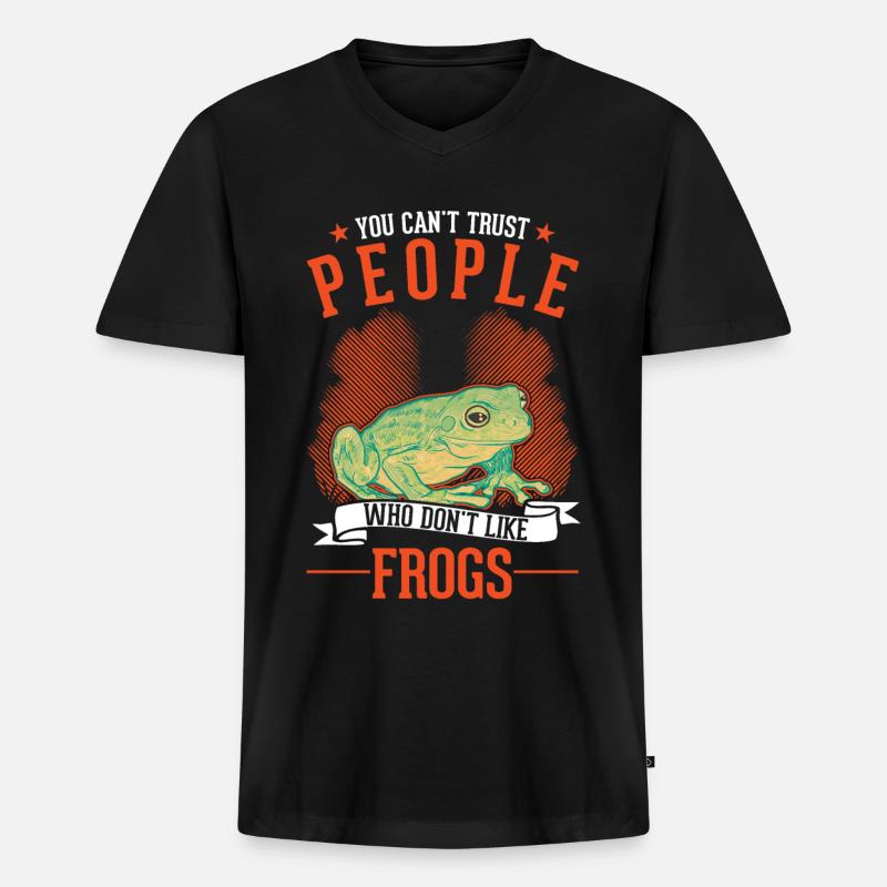 Frosch Geschenk Laubfrosch - Männer Premium Bio T-Shirt mit V-Ausschnitt - Schwarz