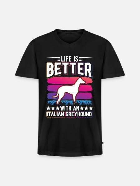 Italienischer Windhund Geschenk - Männer Premium Bio T-Shirt mit V-Ausschnitt - Schwarz