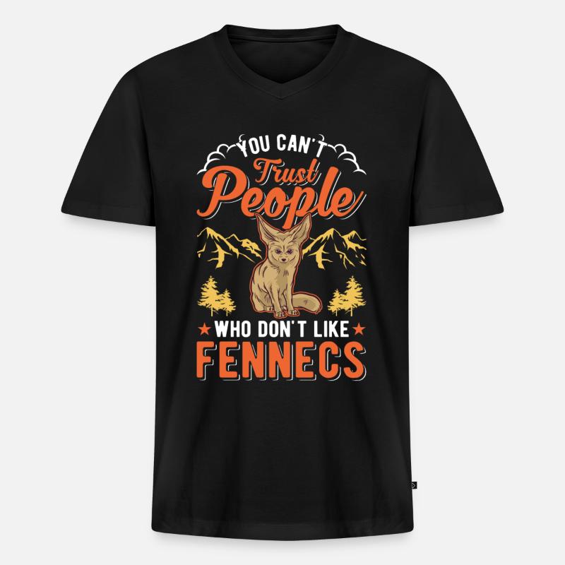 Fennek Geschenk Wüstenfuchs Fennec - Männer Premium Bio T-Shirt mit V-Ausschnitt - Schwarz