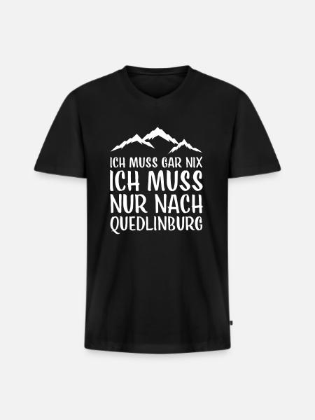 Quedlinburg I Harz Brocken Brockenbahn Walpurgis - Männer Premium Bio T-Shirt mit V-Ausschnitt - Schwarz