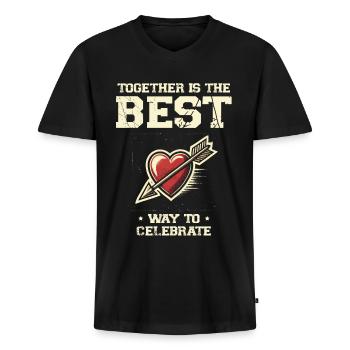 Gemeinsam beste Art, neue Jahr Liebespaar feiern - Männer Premium Bio T-Shirt mit V-Ausschnitt - Schwarz - Vorne - Nico (187cm)