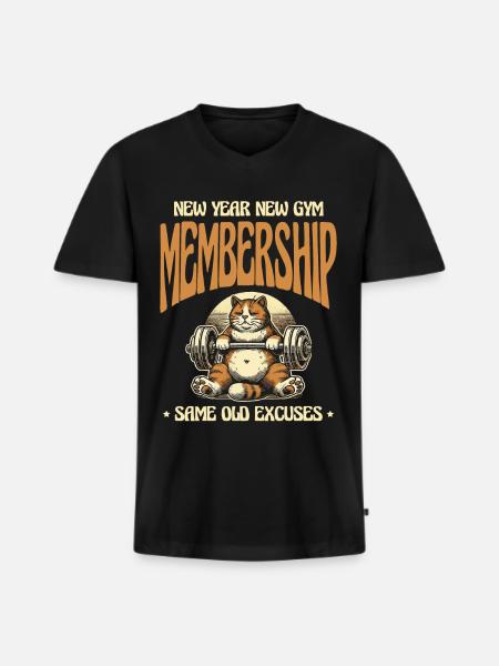 Nouvelle année, nouvelle adhésion, vieilles excuses - T-shirt encolure en V Premium bio Homme - noir