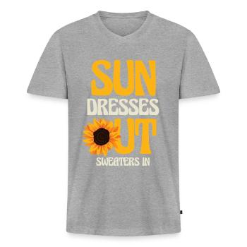 Sundressierungen Aus, Pullover In, Umarmen Vintage - Männer Premium Bio T-Shirt mit V-Ausschnitt - Grau meliert - Vorne