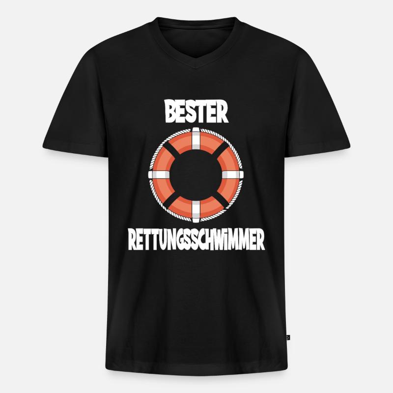 Bester Rettungsschwimmer Leben Rettungsring - Männer Premium Bio T-Shirt mit V-Ausschnitt - Schwarz