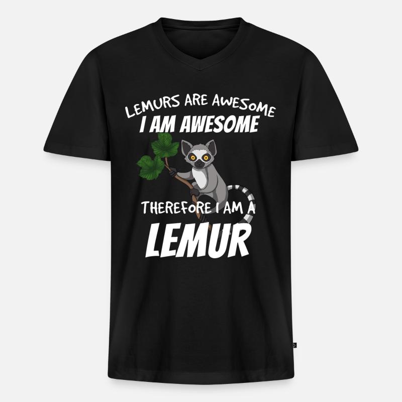 Lemur - Männer Premium Bio T-Shirt mit V-Ausschnitt - Schwarz