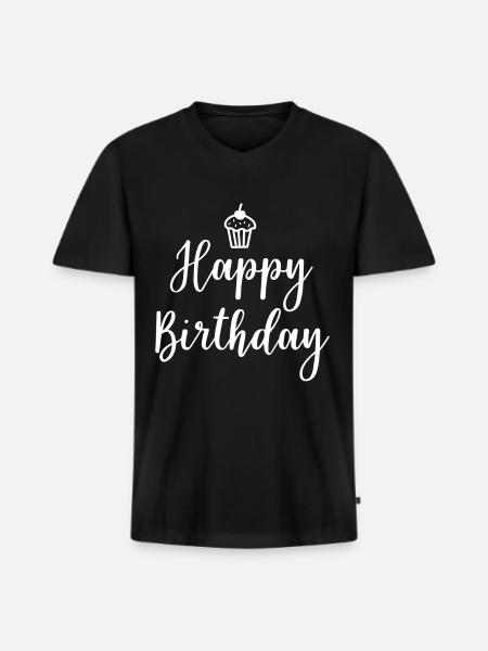Joyeux anniversaire - T-shirt encolure en V Premium bio Homme - noir