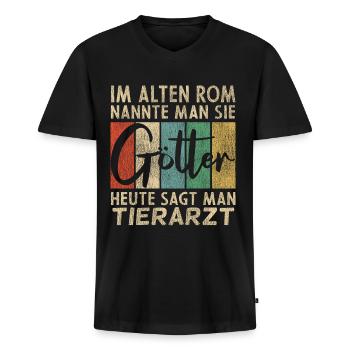 Lustige Tierarzt Sprüche - Männer Premium Bio T-Shirt mit V-Ausschnitt - Schwarz - Vorne - Nico (187cm)