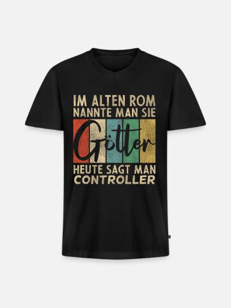 Lustige Controller Sprüche - Männer Premium Bio T-Shirt mit V-Ausschnitt - Schwarz