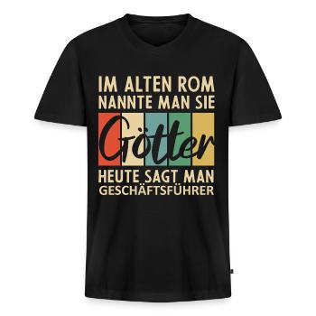 Lustige Geschäftsführer Sprüche - Männer Premium Bio T-Shirt mit V-Ausschnitt - Schwarz - Vorne - Nico (187cm)