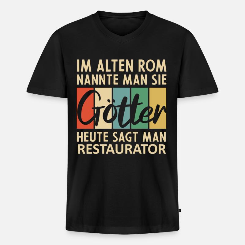 Lustige Restaurator Sprüche - Männer Premium Bio T-Shirt mit V-Ausschnitt - Schwarz