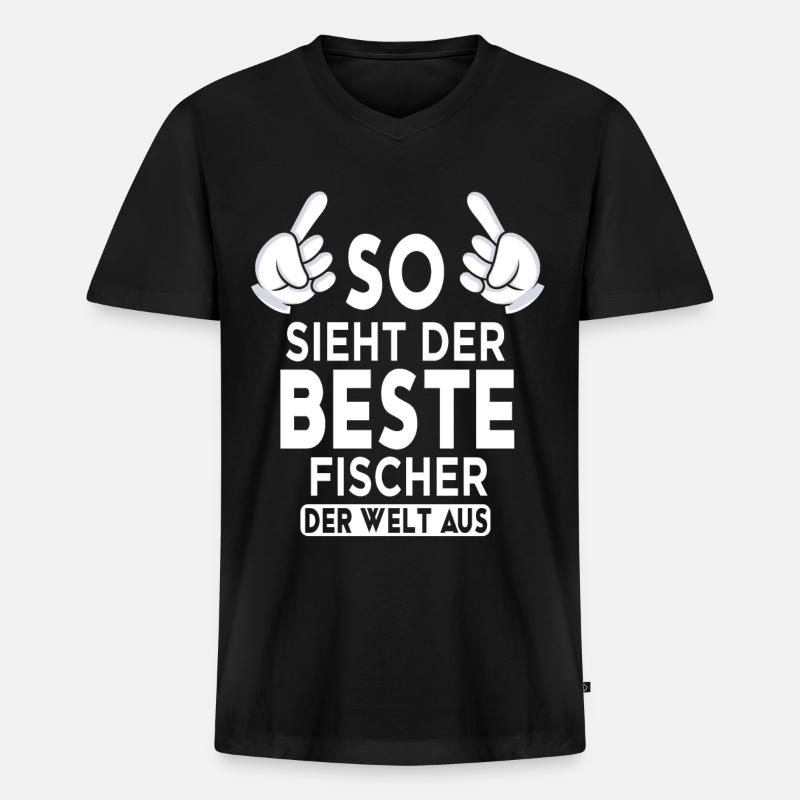 Fischer Spruch - Männer Premium Bio T-Shirt mit V-Ausschnitt - Schwarz