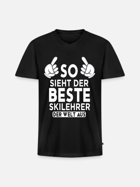 Skilehrer Spruch - Männer Premium Bio T-Shirt mit V-Ausschnitt - Schwarz