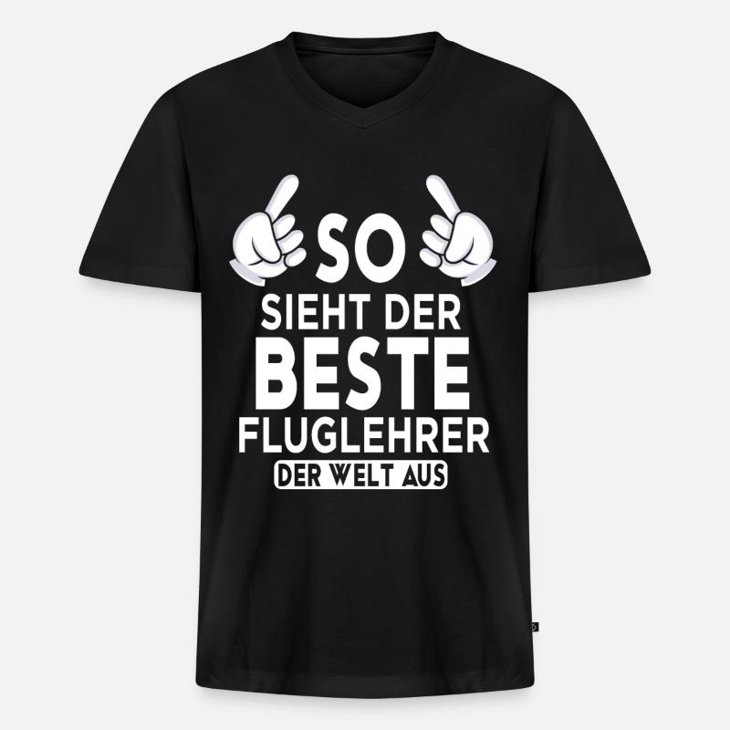Fluglehrer Spruch - Männer Premium Bio T-Shirt mit V-Ausschnitt - Schwarz