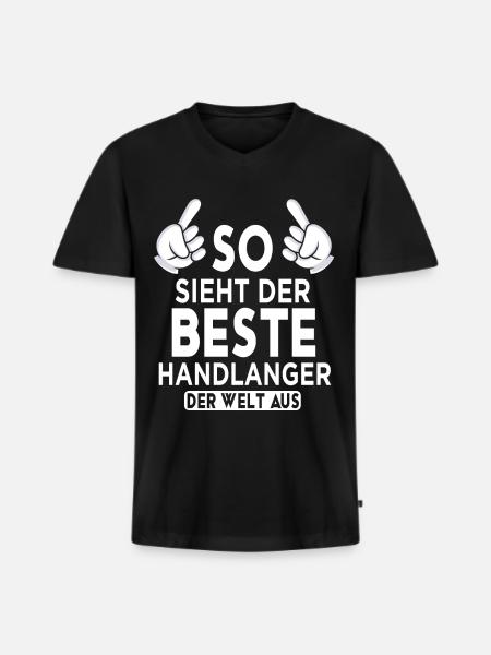Handlanger Spruch - Männer Premium Bio T-Shirt mit V-Ausschnitt - Schwarz