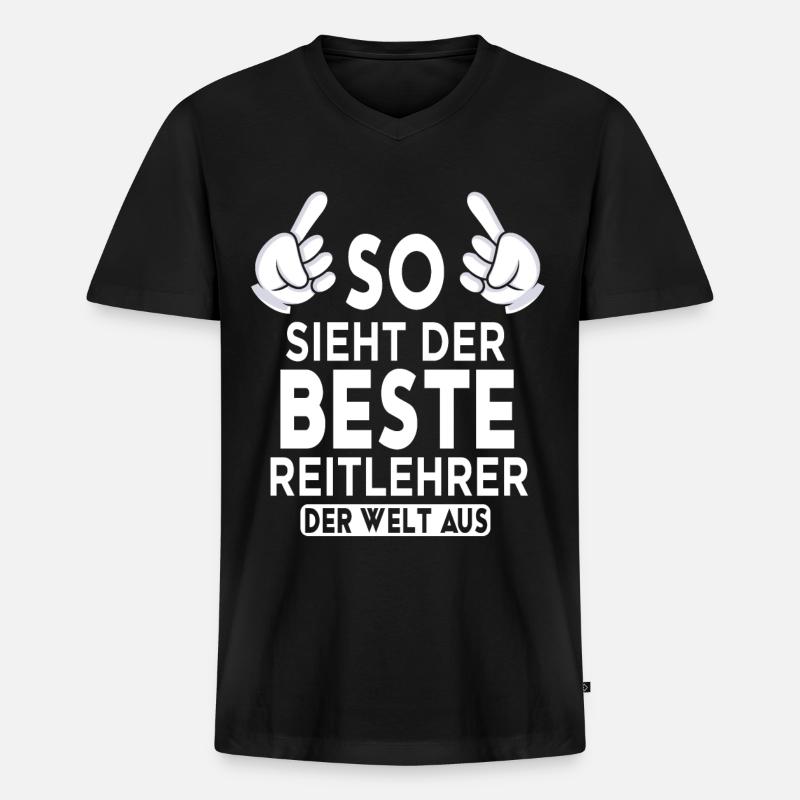 Reitlehrer Spruch - Männer Premium Bio T-Shirt mit V-Ausschnitt - Schwarz