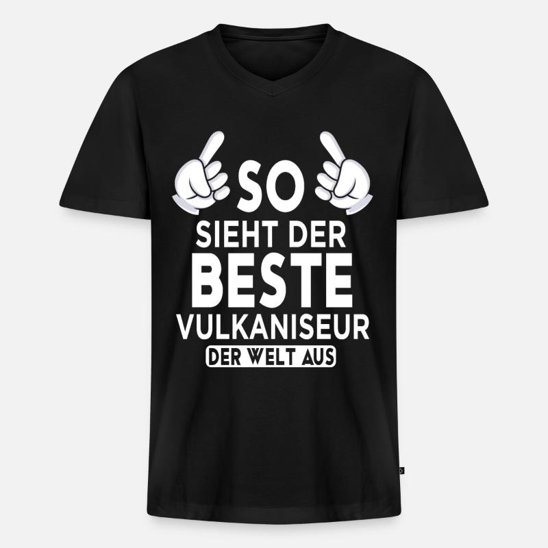 Vulkaniseur Spruch - Männer Premium Bio T-Shirt mit V-Ausschnitt - Schwarz