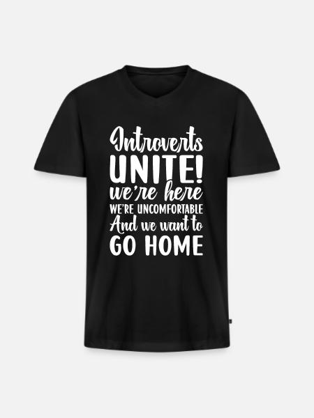 Introverted Shy Antisocial - Men's Premium Organic T-shirt with V-neck - black