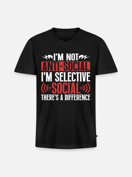 Introvertiert Schüchtern Antisozial - Männer Premium Bio T-Shirt mit V-Ausschnitt - Schwarz