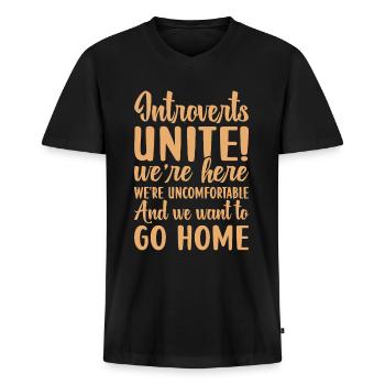 Introverti timide antisocial - T-shirt encolure en V Premium bio Homme - noir - Devant - Nico (187cm)