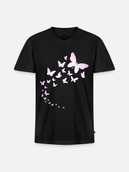 Butterflies fly - Men's Premium Organic T-shirt with V-neck - black