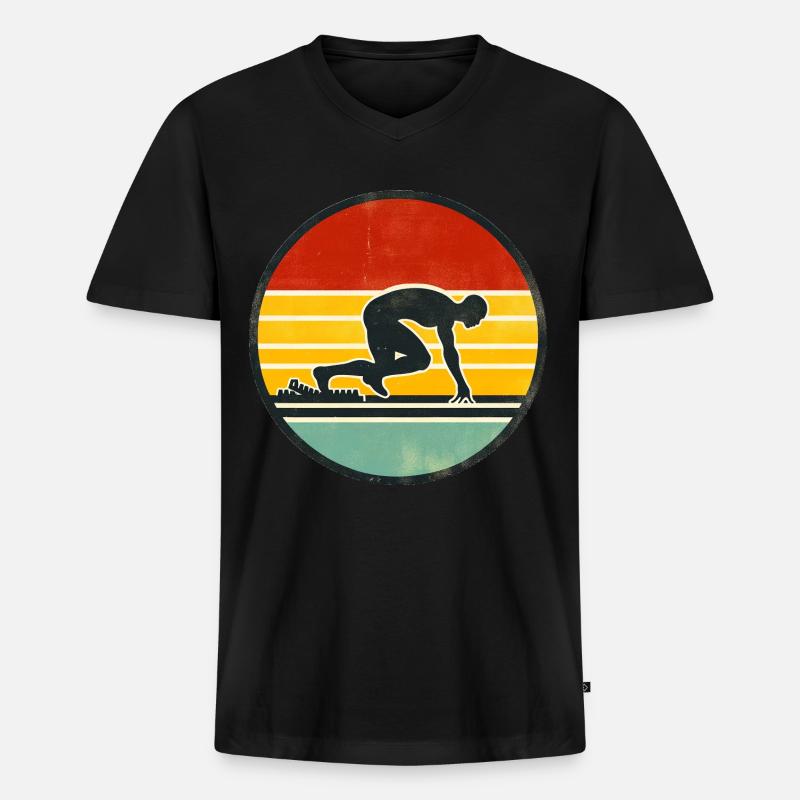 Sprinter - Track And Field 2 - Männer Premium Bio T-Shirt mit V-Ausschnitt - Schwarz