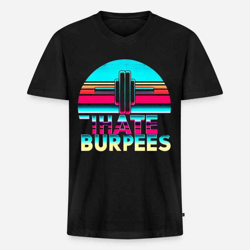 I Hate Burpees 9 - Männer Premium Bio T-Shirt mit V-Ausschnitt - Schwarz