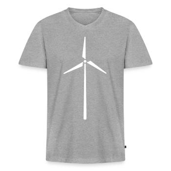 moulin à vent - T-shirt encolure en V Premium bio Homme - gris chiné - Devant