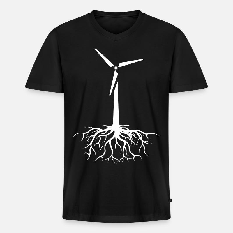 Windkraft - Männer Premium Bio T-Shirt mit V-Ausschnitt - Schwarz