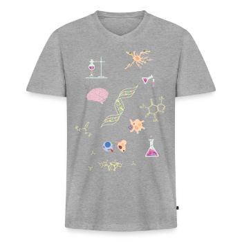 chimiste - T-shirt encolure en V Premium bio Homme - gris chiné - Devant