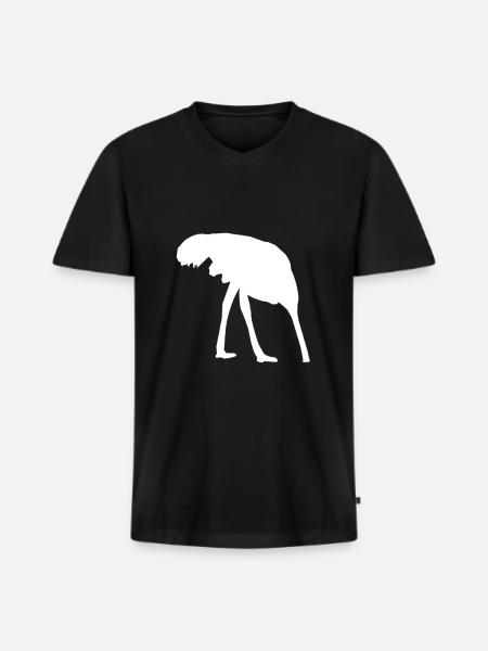 Ostrich Strauss head in sand - Men's Premium Organic T-shirt with V-neck - black