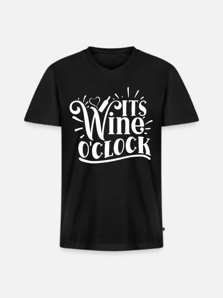 It's Wine O'clock Funny Quote - Men's Premium Organic T-shirt with V-neck - black