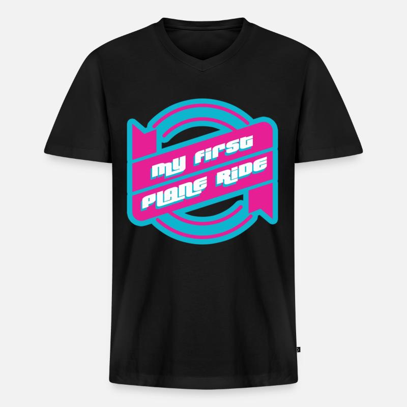 My First Plane Ride 36 - Männer Premium Bio T-Shirt mit V-Ausschnitt - Schwarz