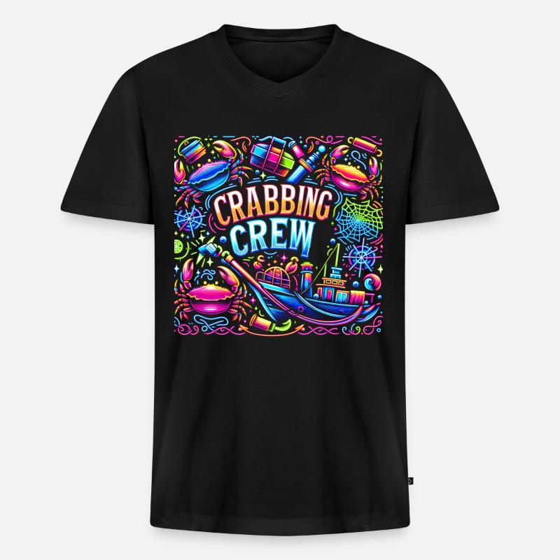 Crabbing Crew 19 - Männer Premium Bio T-Shirt mit V-Ausschnitt - Schwarz