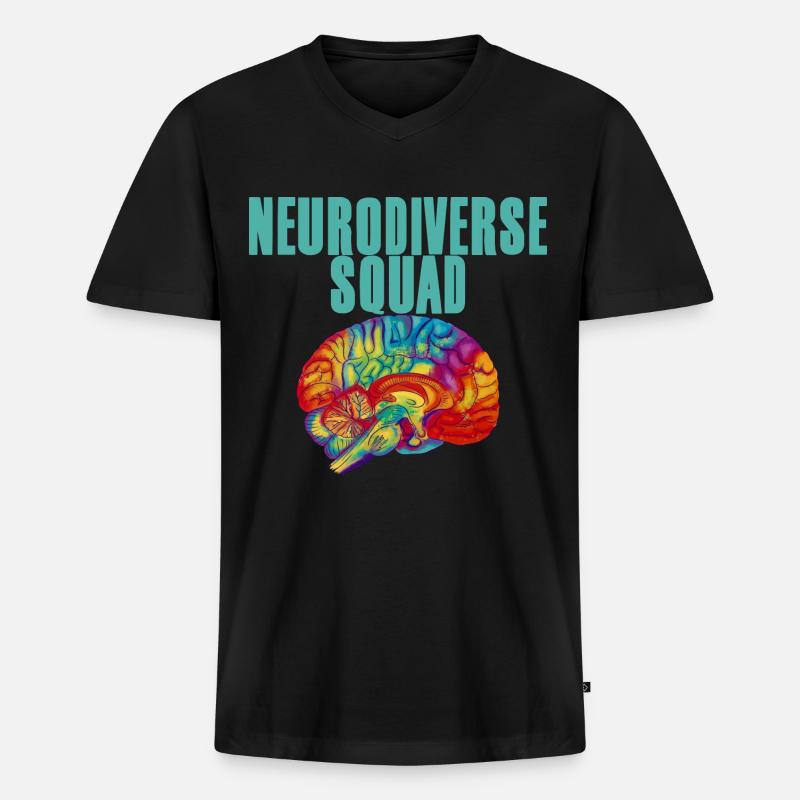 Neurodiverse Squad 4 - Männer Premium Bio T-Shirt mit V-Ausschnitt - Schwarz