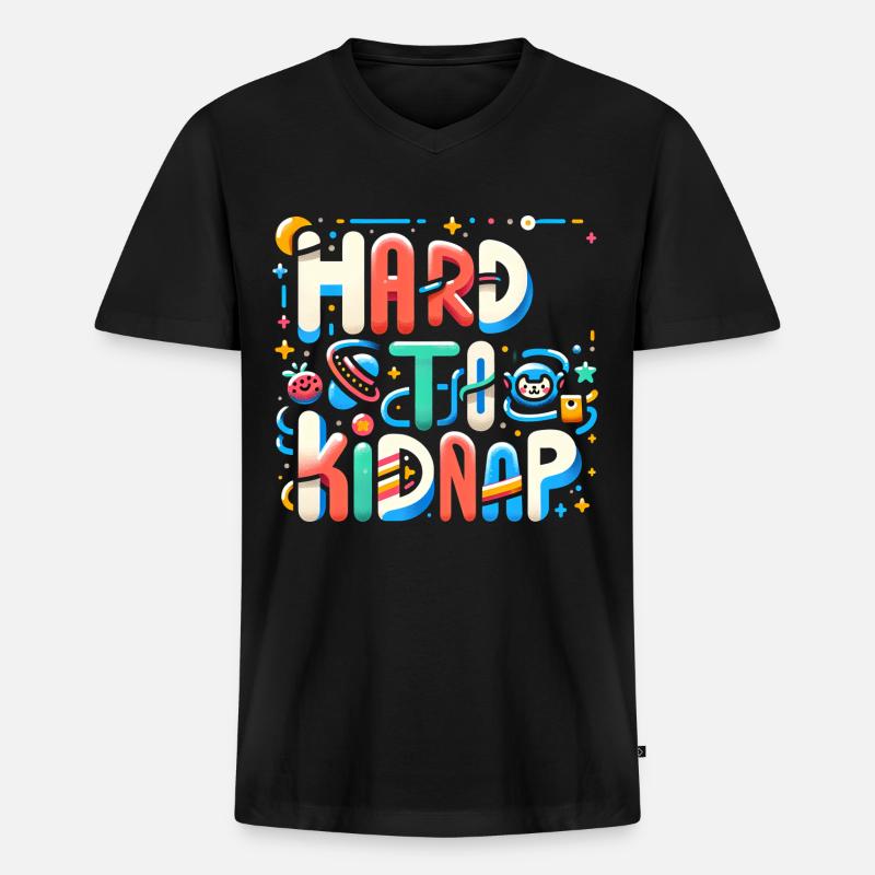 Difficile à kidnapper 5 - T-shirt encolure en V Premium bio Homme - noir
