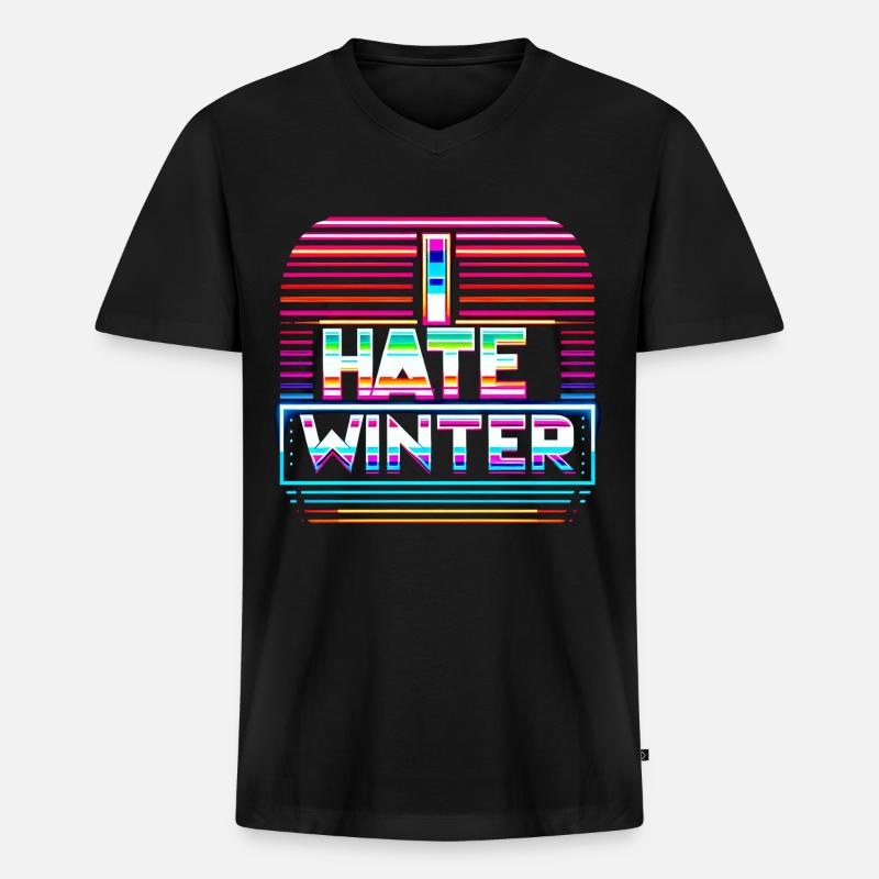 I Hate Winter 9 - Männer Premium Bio T-Shirt mit V-Ausschnitt - Schwarz