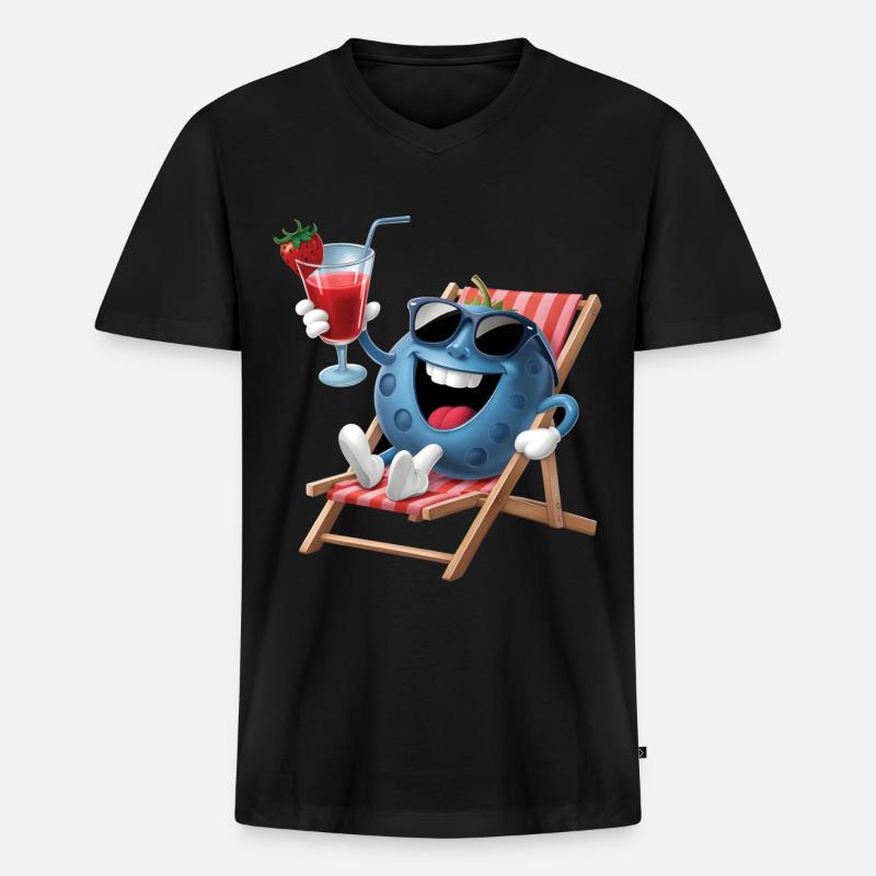 Blueberry - Männer Premium Bio T-Shirt mit V-Ausschnitt - Schwarz