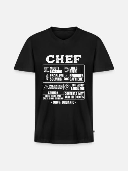 Funny Chef Cooking Gift Kitchen - Men's Premium Organic T-shirt with V-neck - black